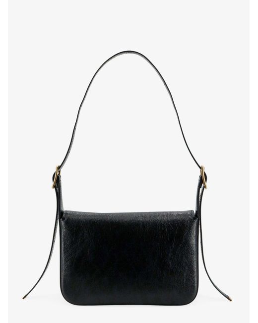 Balenciaga Black Clicca Arena Leather Medium Shoulder Bag