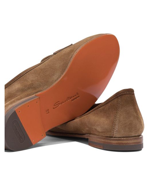 Santoni Brown "Carla" Suede Loafers