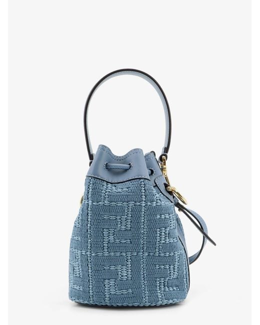 Fendi Blue Mon Tresor Raffia Crossbody Bag