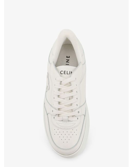 Céline White Block Sneakers With Side Triomphe Logo