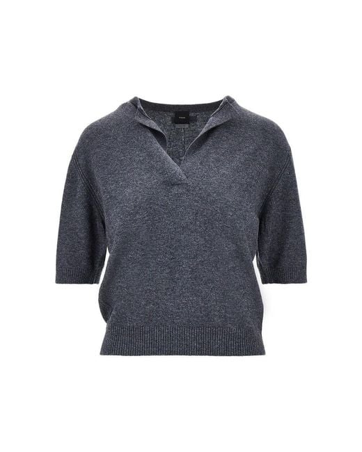 Pinko Blue Wool Cashmere Knitted Top