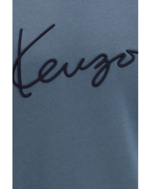 KENZO Blue Signature Embroidered Cotton Sweatshirt for men