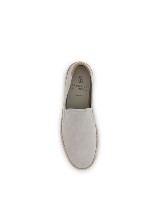 Brunello Cucinelli White Suede Sneakers for men