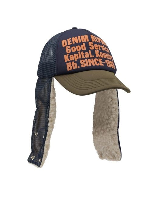 Kapital Blue Denim Repair Service Trucker Hat for men