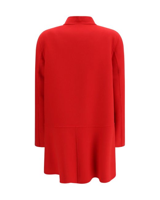 Valentino Red Single-Breasted Compact Drap Coat