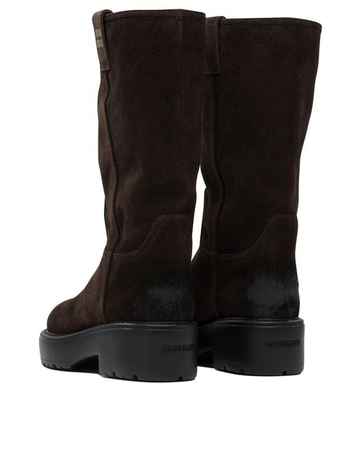 Miu Miu Black Suede Ankle Boots