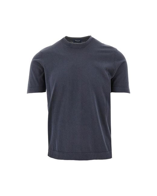 Drumohr Blue Cotton Knit T-Shirt for men