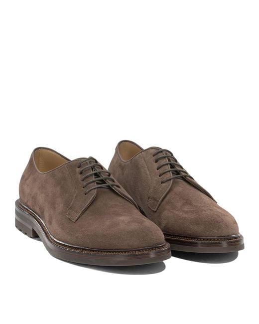 Brunello Cucinelli Brown Suede Brogues for men