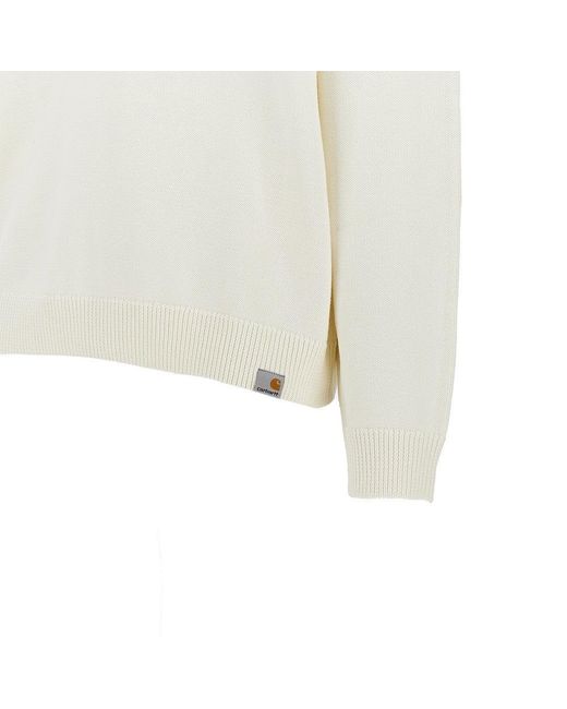 Carhartt White 'Deck' Cotton Crewneck Sweater for men