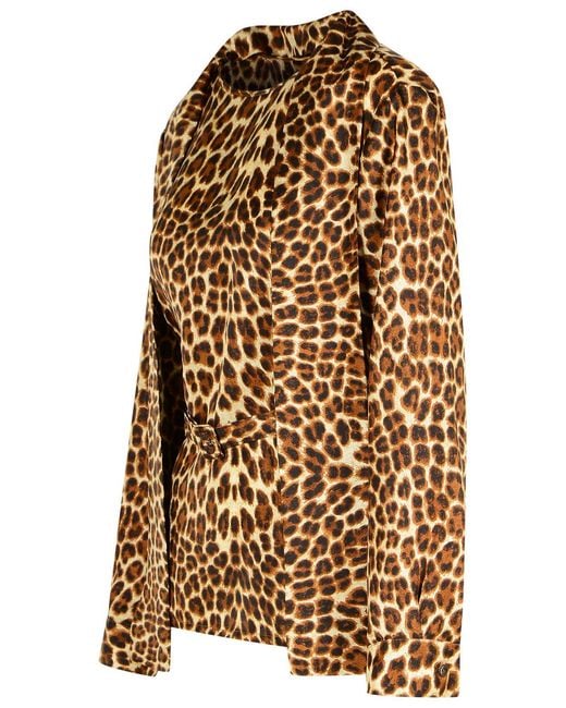 P.A.R.O.S.H. Brown Animlier Silk Blouse