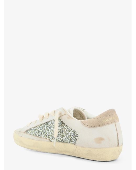 Golden Goose Deluxe Brand Natural Deluxe Brand Superstar Leather Sneakers With All-Over Glitter Pattern