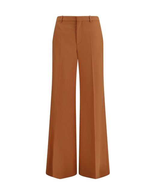 Chloé Brown Pants High-Waisted Flared Cotton