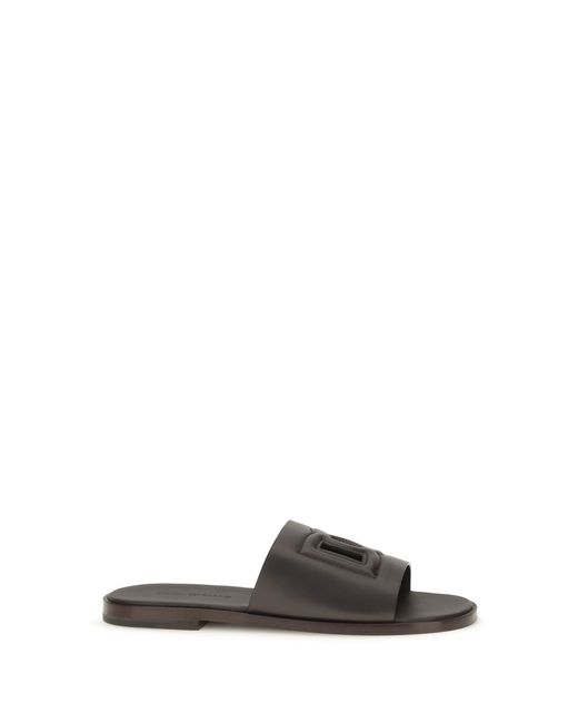 Dolce & Gabbana White Dolce & Gabbana Embossed Logo Sandals Dark for men