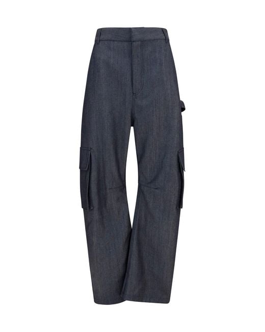 Balenciaga Blue Cargo Pants Denim Print