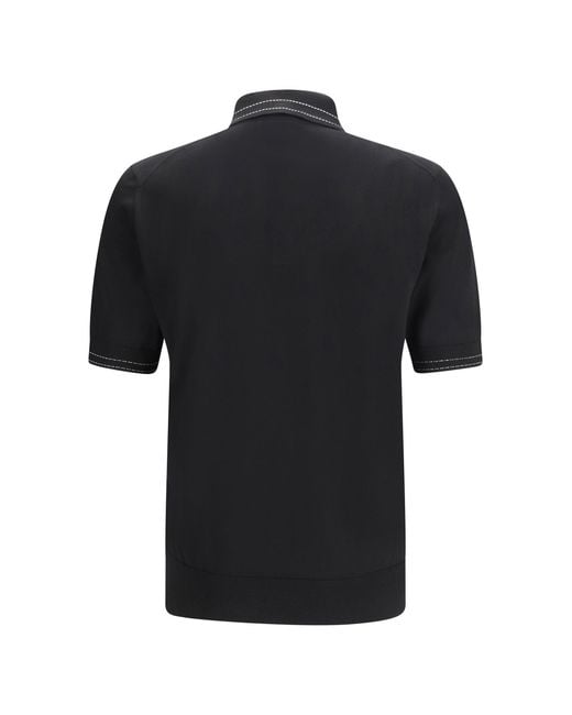 Dolce & Gabbana Black Silk Polo With Collar And Short Sleeves for men