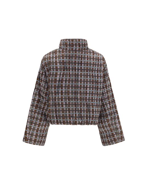 GONGDID DESIGN Brown Short Padded High-Neck Jacket