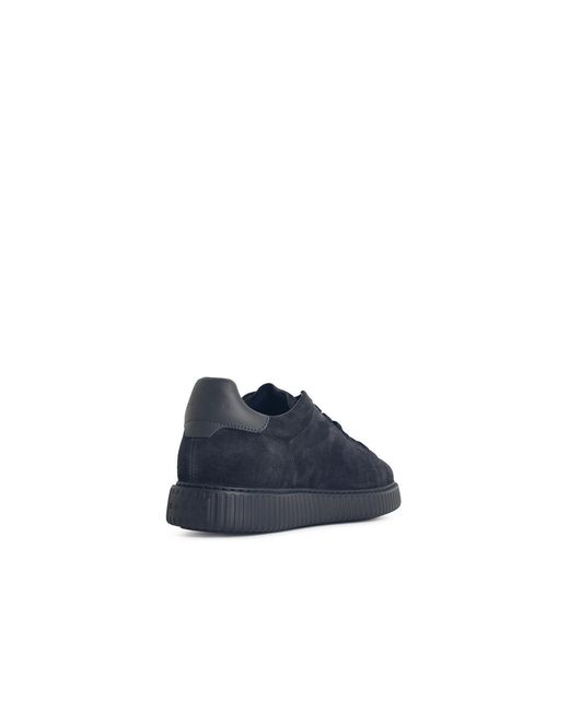Hogan Blue 'H Stripes' Suede Sneakers for men