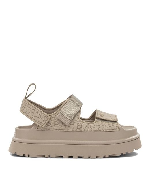 Ugg Gray "Goldenglow Embossed" Low Sandals