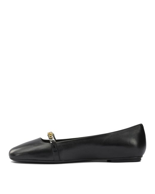 Pinko Black Leather Ballet Flats With Square Toe Ballerinas
