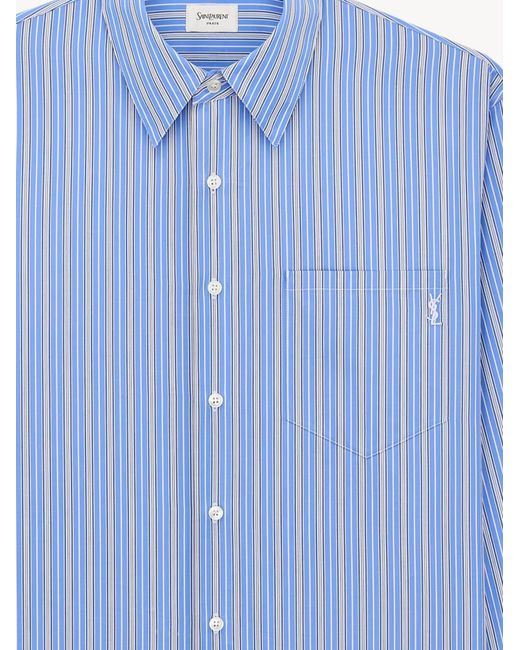 Saint Laurent Blue Cassandre Cotton Shirt for men
