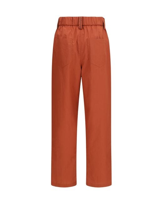 Brunello Cucinelli Orange Cotton Elasticated Pants