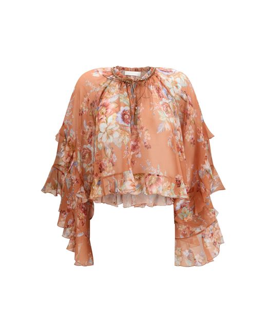 Zimmermann White Ruffle Blouse