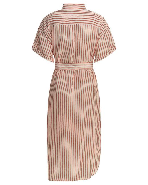 Polo Ralph Lauren Natural Long Shirt Dress With Logo