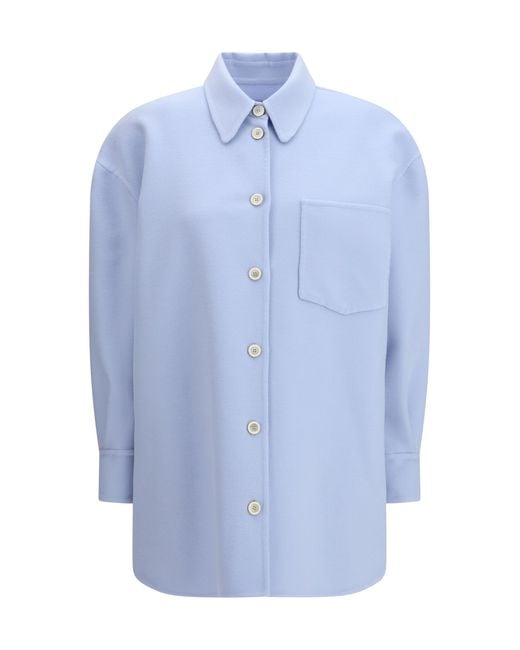 Fabiana Filippi Blue Long Shirt Double Wool
