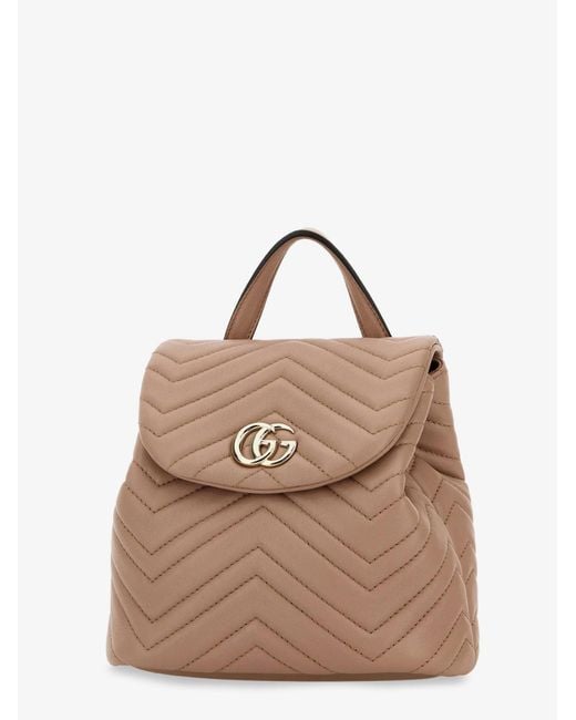 Gucci Natural "Gg Marmont" Small Backpack