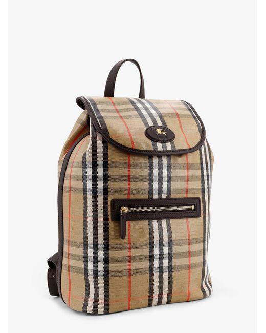 Burberry Natural Highlands Coated Canvas Backpack With Front Logo for men