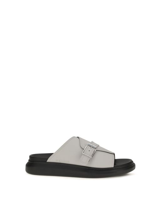 McQueen White Buckle Slide Sandals