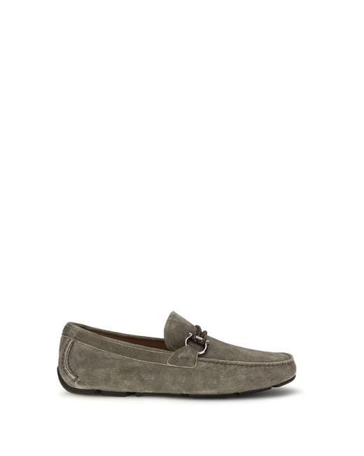 Ferragamo Gray Suede Loafer for men
