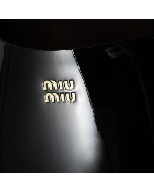 Miu Miu Black Leather Sandals With Wooden Clog
