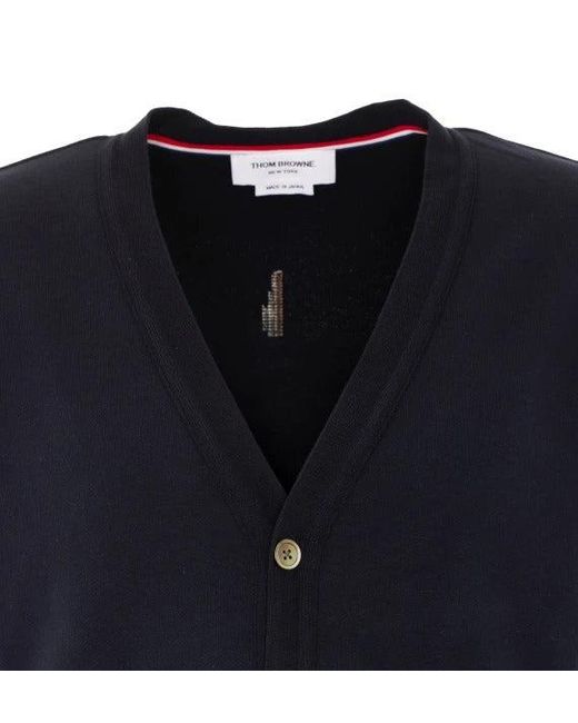 Thom Browne Blue Cotton 4Bar Cardigan for men