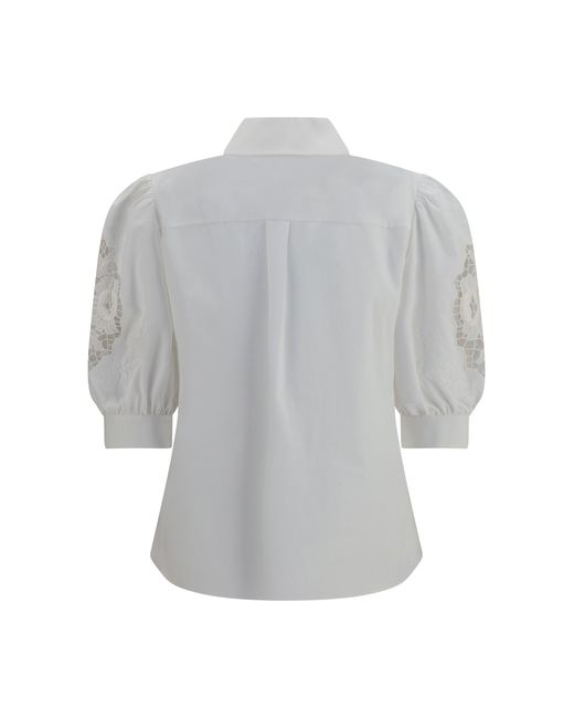 Valentino Gray Shirt With Sangallo Lace Sleeves