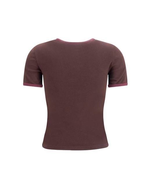Courreges Purple Cotton T-Shirt Burnt/Deep Grenat