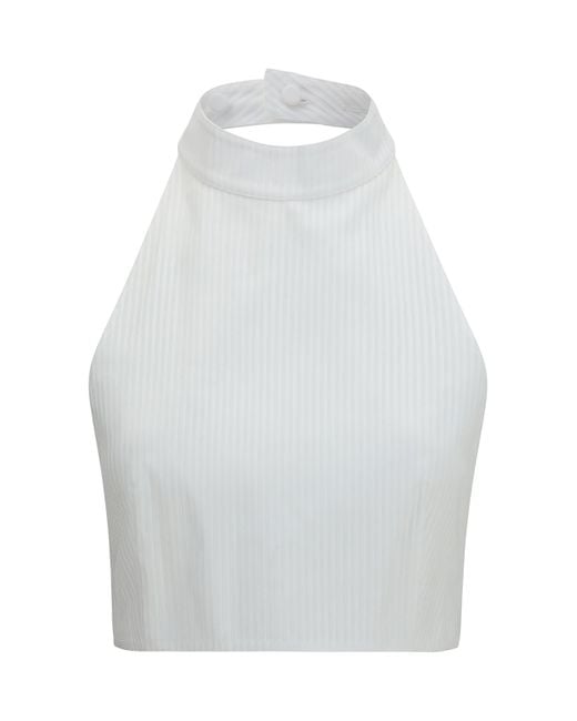 Alaïa White Alaïa Cotton Poplin Plastron Top