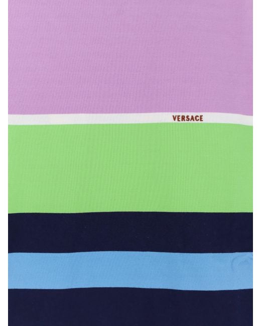 Versace Blue Stripes Cotton Sweatshirt