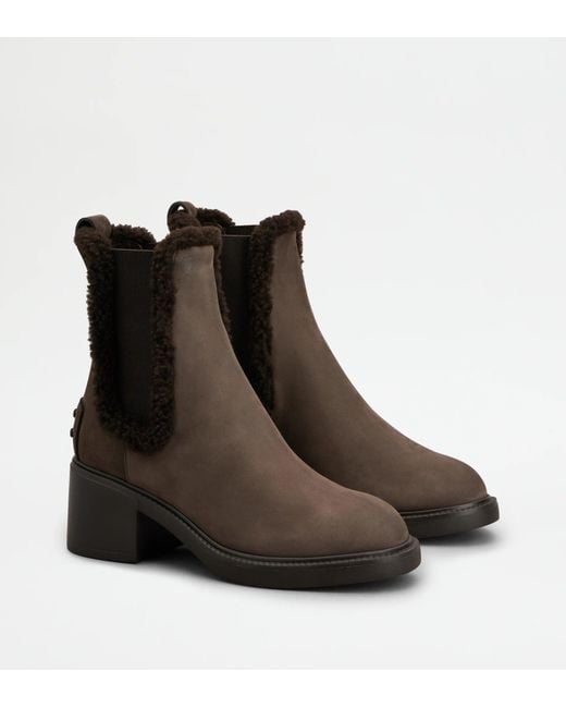 Tod's Brown "Chelsea" Ankle Boots