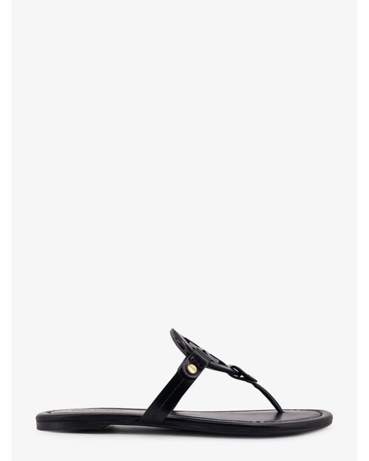 Tory Burch Black Miller Leather Thong Sandals