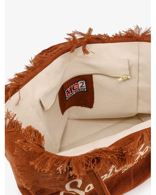 Mc2 Saint Barth Brown Vanity Linen Shoulder Bag