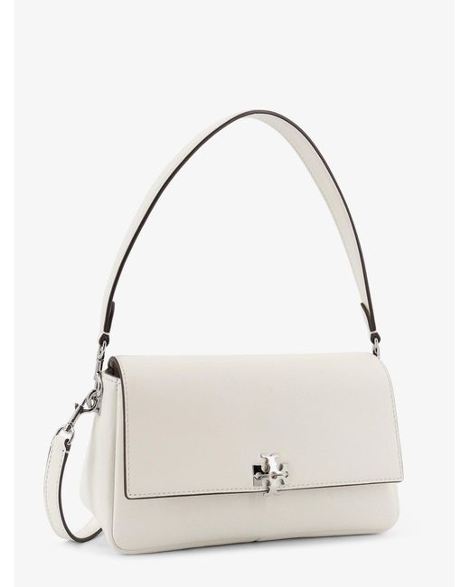 Tory Burch Natural Charlie Leather Shoulder Bag