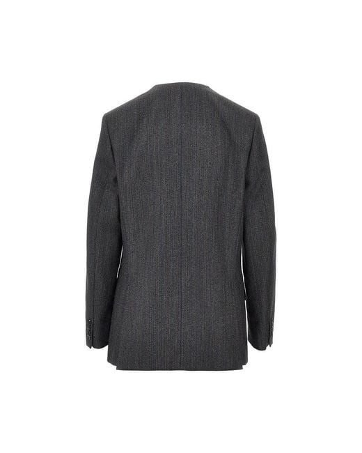 Jil Sander Black Pinstriped Wool Tailored Jacket