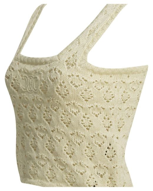 Céline Natural "Pointelle" Cotton Tank Top