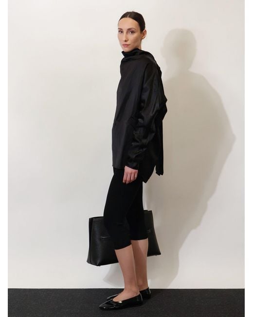 Totême Black Cowl Neck Viscose And Linen Shirt