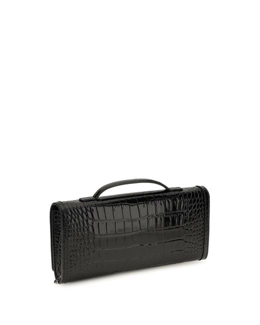 Roger Vivier Black Belle Vivier Crocodile-Effect Clutch