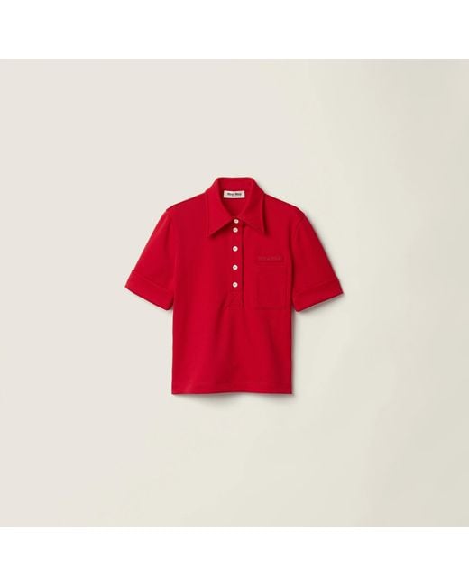 Miu Miu Red Short Sleeves Polo Shirt