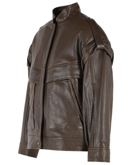 Salvatore Santoro Brown Leather Bomber Jacket