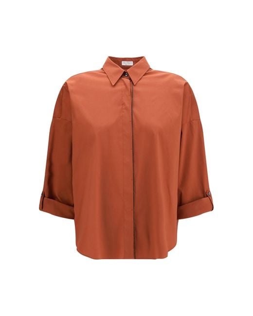 Brunello Cucinelli Orange Shirt Monili
