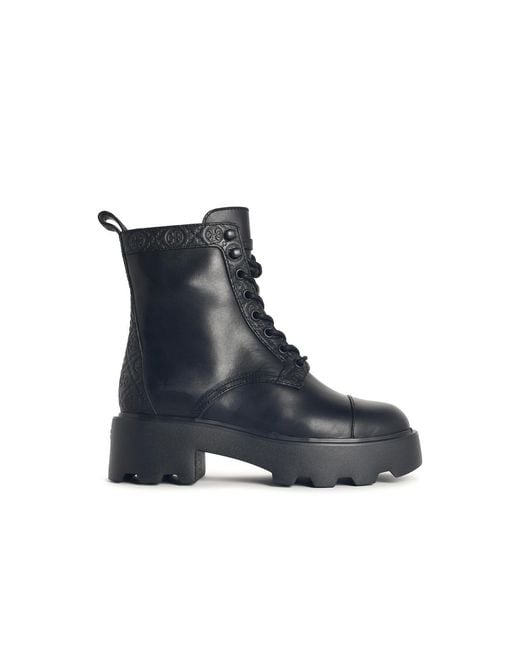 Tory Burch Blue 'T Monogram' Leather Ankle Boots